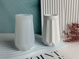 Molde silicona florero facetado con borde 